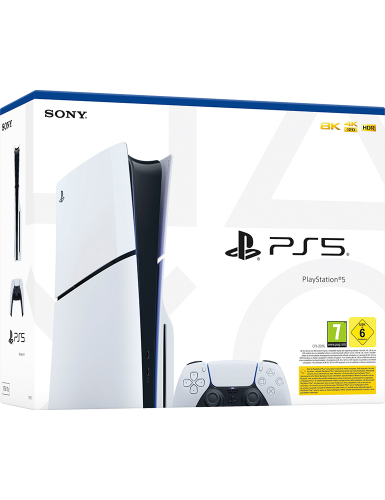 Playstation 5 Disc Edition Slim weiß, 1x Controller Seitenansicht