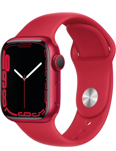 Apple Watch S7 45mm Aluminium Case, Sportarmband red/red Frontansicht 1